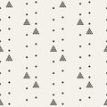 Vector seamless pattern with dash-dotted arrows or triangles.Modern stylish texture